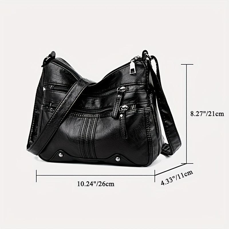 Studded Decor Crossbody Bag Women's Pocket Purse PU Leather Shoulder Bag