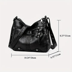 Studded Decor Crossbody Bag Women's Pocket Purse PU Leather Shoulder Bag