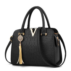 Crocodile Pattern Satchel Bag Double Handle Purse Women's Shoulder Bag