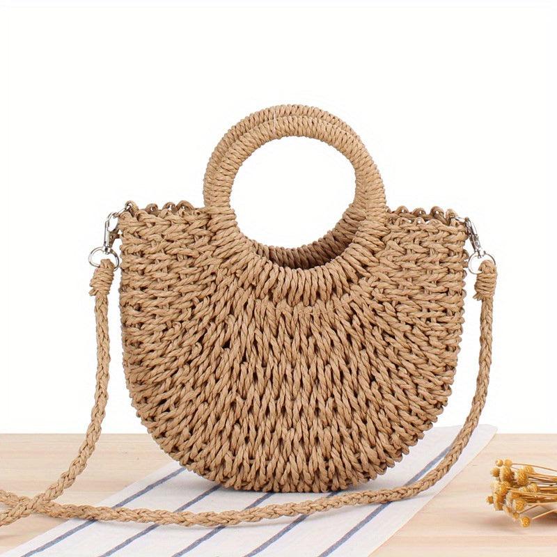 Straw Woven Crossbody Bag Decorative Shoulder Bag Summer Beach Bag