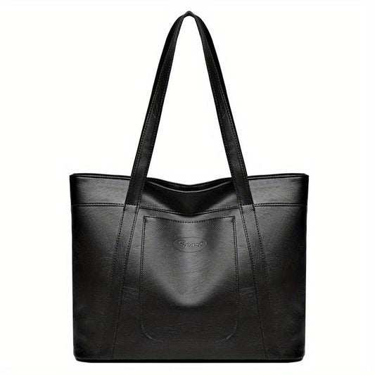 Vintage Faux Leather Tote Bag Large Capacity Shoulder Bag Handbags