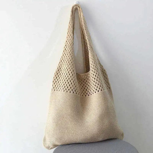 Retro Hollow Crochet Bag Large Capacity Shopping Bag Women's Woven Shoulder Bag