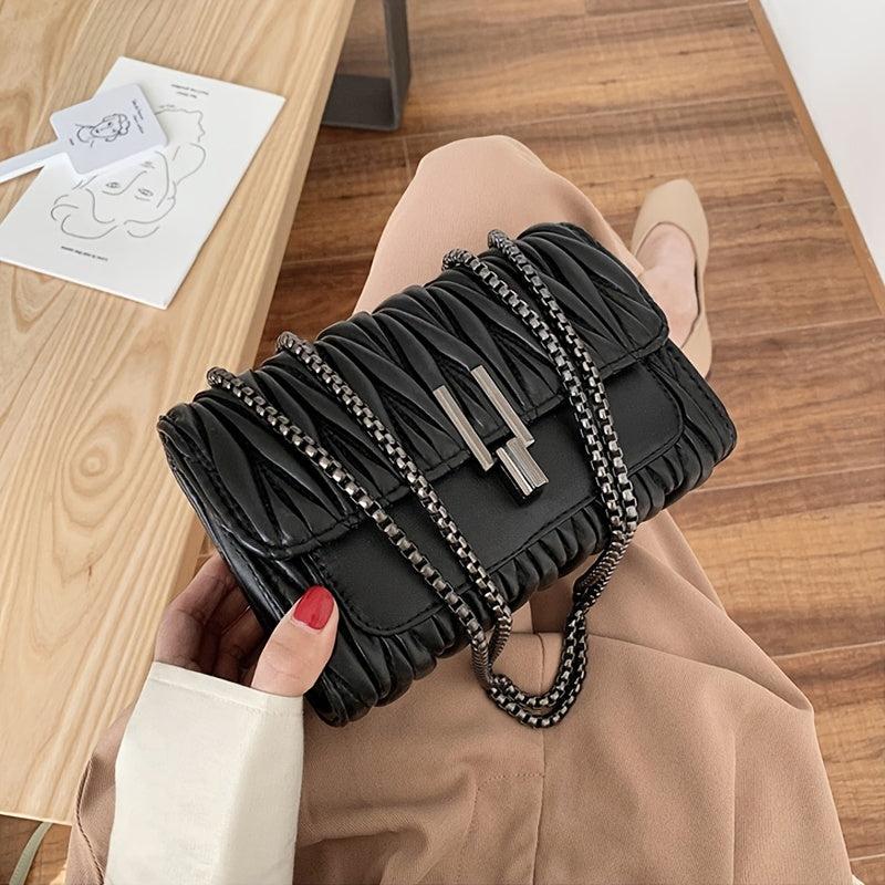 Women's Argyle Quilted Shoulder Bag Chain Strap Large Capacity Tote Bag
