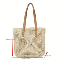 Straw Woven Square Shoulder Bag Large Capacity Beach Bag
