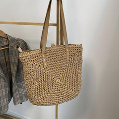 Straw Woven Square Shoulder Bag Large Capacity Beach Bag
