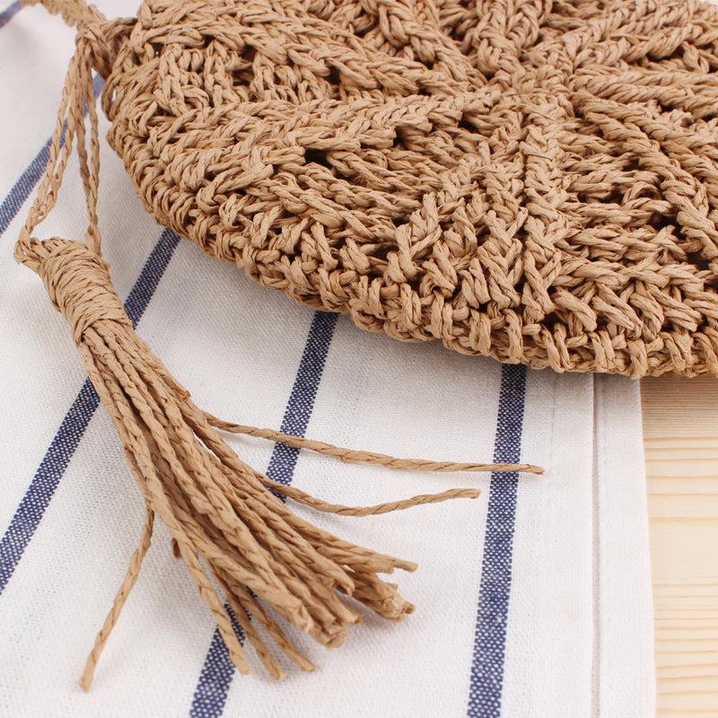 Straw Shoulder Bag Solid Storage Bag for Travel Beach Crossbody Bag