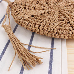 Straw Shoulder Bag Solid Storage Bag for Travel Beach Crossbody Bag