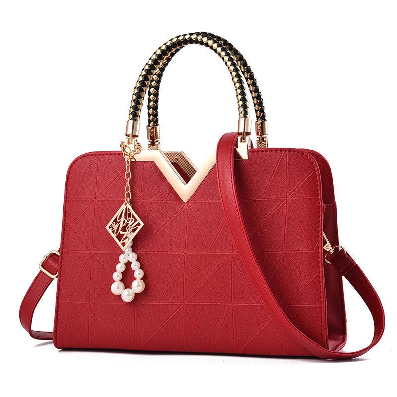 Classic Tote Satchel Bag Rhombus Pattern Shoulder Bag Handbag