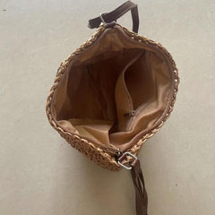 Minimalist Straw Shoulder Bag Zipper All Match Bag