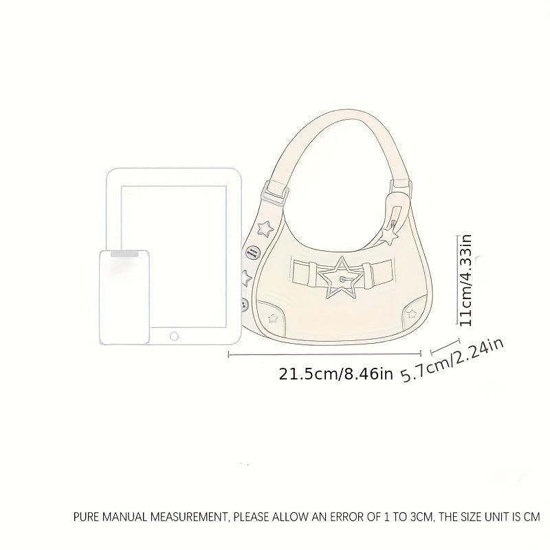 Y2K Retro Star Zipper Shoulder Bag Portable Storage Bag