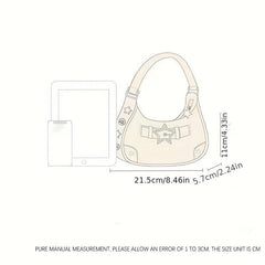 Y2K Retro Star Zipper Shoulder Bag Portable Storage Bag
