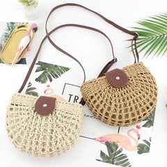 Straw Braided Shoulder Crossbody Bag for Women