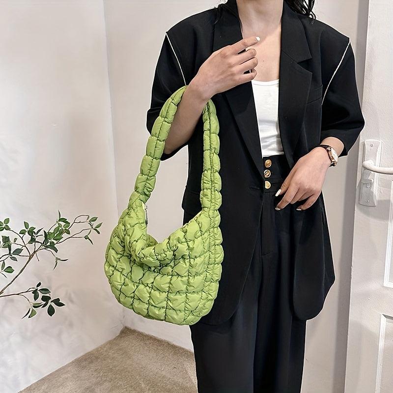 Puffer Quilted Shoulder Bag Ruched Crossbody Large Capacity Hobo Bag
