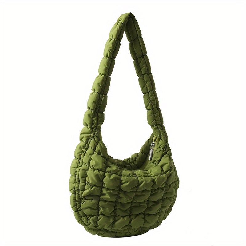 Puffer Quilted Shoulder Bag Ruched Crossbody Large Capacity Hobo Bag