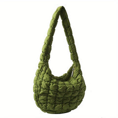 Puffer Quilted Shoulder Bag Ruched Crossbody Large Capacity Hobo Bag