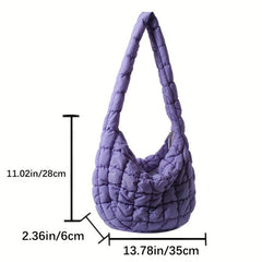 Puffer Quilted Shoulder Bag Ruched Crossbody Large Capacity Hobo Bag
