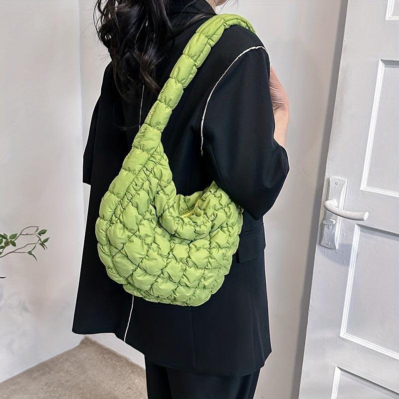 Puffer Quilted Shoulder Bag Ruched Crossbody Large Capacity Hobo Bag