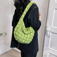 Puffer Quilted Shoulder Bag Ruched Crossbody Large Capacity Hobo Bag