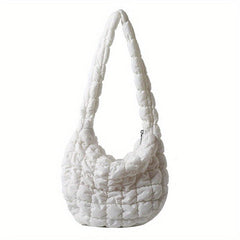 Puffer Quilted Shoulder Bag Ruched Crossbody Large Capacity Hobo Bag