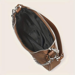 Y2K Chain Baguette Bag Nylon Shoulder Bag Women's Solid Purse