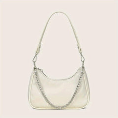Y2K Chain Baguette Bag Nylon Shoulder Bag Women's Solid Purse