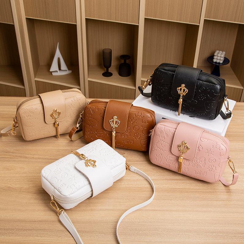 Mini Embossing Crossbody Pillow Bag PU Leather Textured Bag