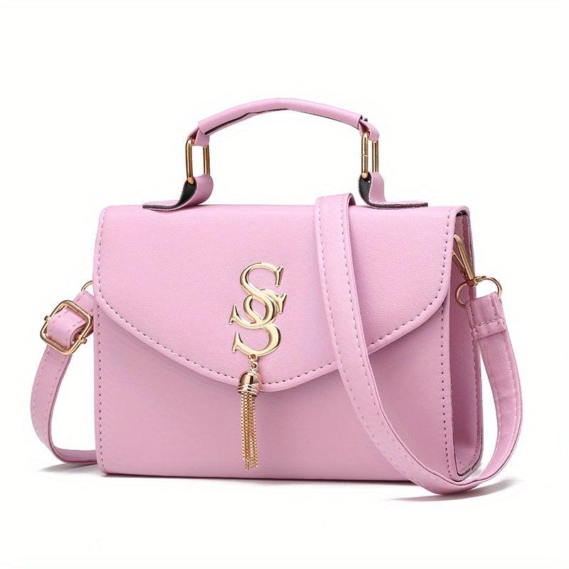 Women's Small Square Handbag Tassel Crossbody Bag Flap Purse