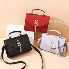 Women's Small Square Handbag Tassel Crossbody Bag Flap Purse