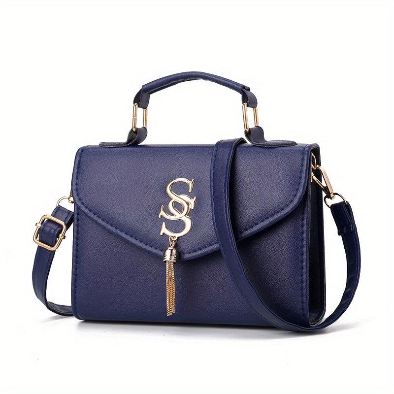 Women's Small Square Handbag Tassel Crossbody Bag Flap Purse
