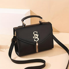 Women's Small Square Handbag Tassel Crossbody Bag Flap Purse