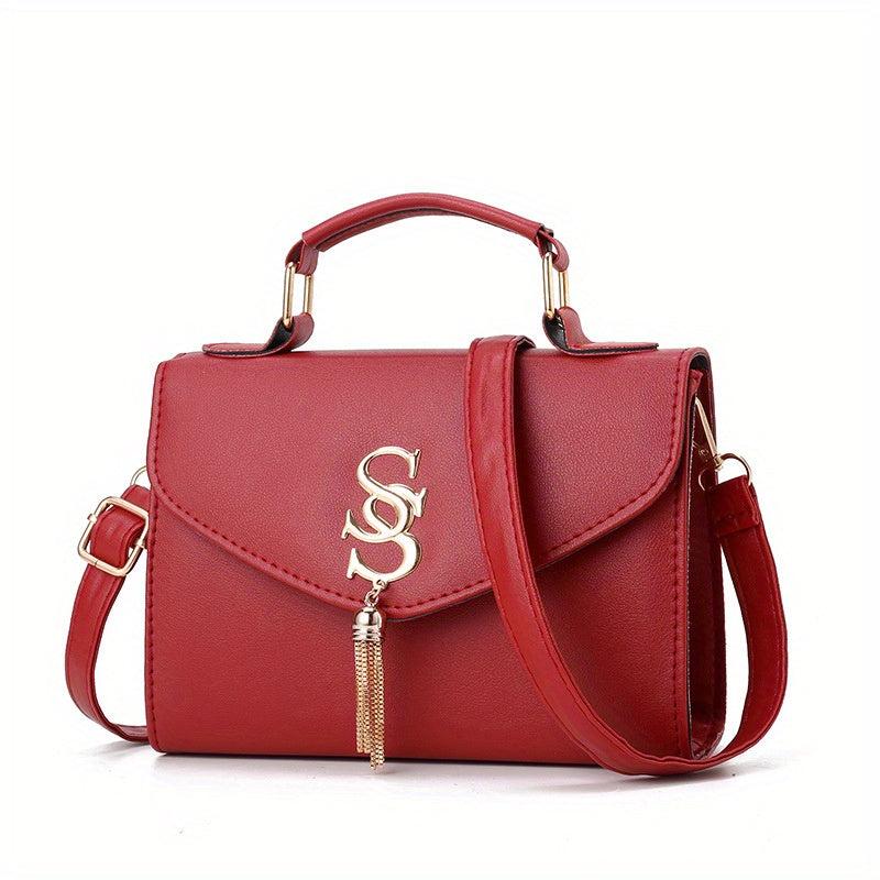 Women's Small Square Handbag Tassel Crossbody Bag Flap Purse