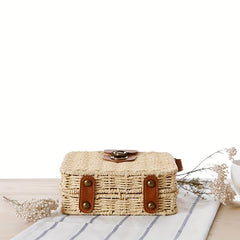 Vintage Rattan Woven Square Bag Crossbody Beach Bag