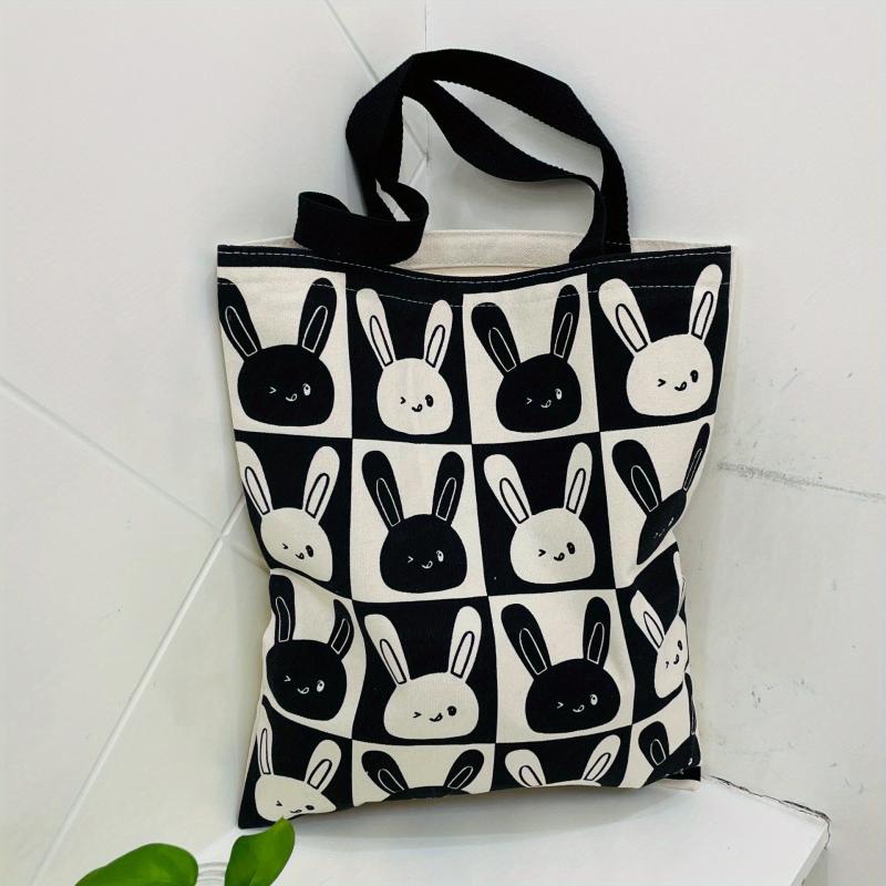 Panda Pattern Canvas Shoulder Bag Large Capacity Zipper Handbag