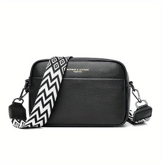 Small Leather Crossbody Bag with Guitar Strap for Women