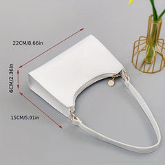 Casual Zipper Shoulder Bag Solid PU Leather Underarm Bag
