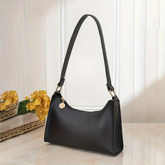 Casual Zipper Shoulder Bag Solid PU Leather Underarm Bag