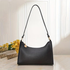 Casual Zipper Shoulder Bag Solid PU Leather Underarm Bag