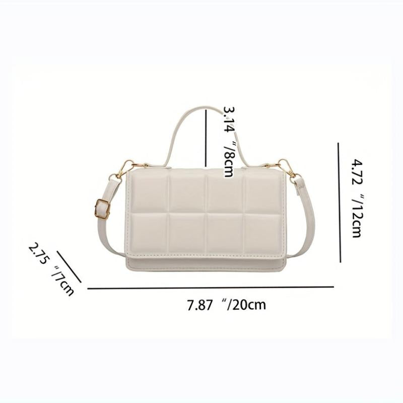 Plaid Embossed Crossbody Bag Vintage Chain Handbags Women's Square Purse
