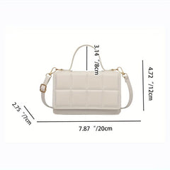 Plaid Embossed Crossbody Bag Vintage Chain Handbags Women's Square Purse