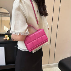 Plaid Embossed Crossbody Bag Vintage Chain Handbags Women's Square Purse
