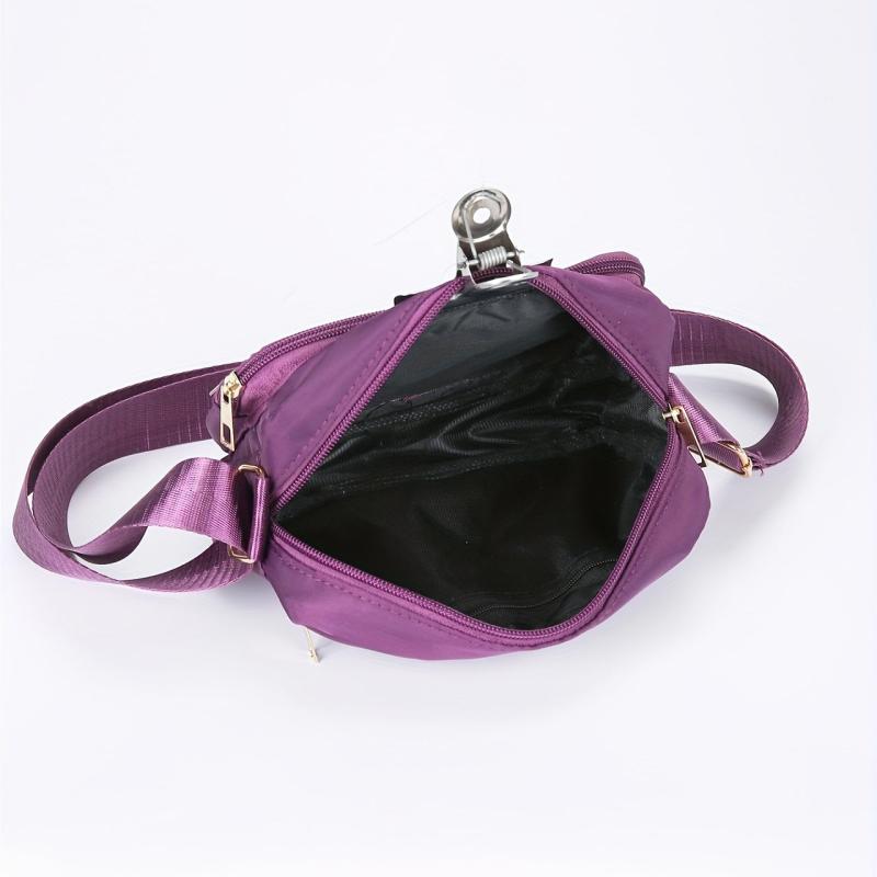 Heart Embroidery Crossbody Bag Nylon Shoulder Bag Women's Zipper Square Purse