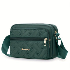 Heart Embroidery Crossbody Bag Nylon Shoulder Bag Women's Zipper Square Purse