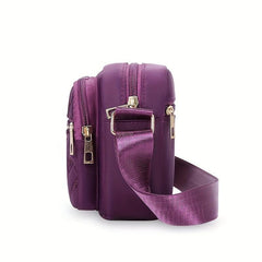 Heart Embroidery Crossbody Bag Nylon Shoulder Bag Women's Zipper Square Purse