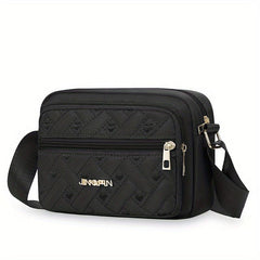 Heart Embroidery Crossbody Bag Nylon Shoulder Bag Women's Zipper Square Purse
