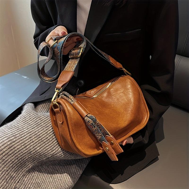 Retro Style Crossbody Bag Graphic Pattern Strap Shoulder Bag