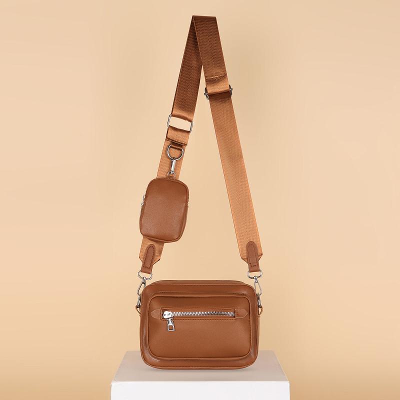 Minimalist Zipper Square Bag Shoulder Bag With Mini Coin Purse