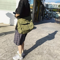 Canvas Messenger Bag Large Crossbody Bag With Multiple Pockets