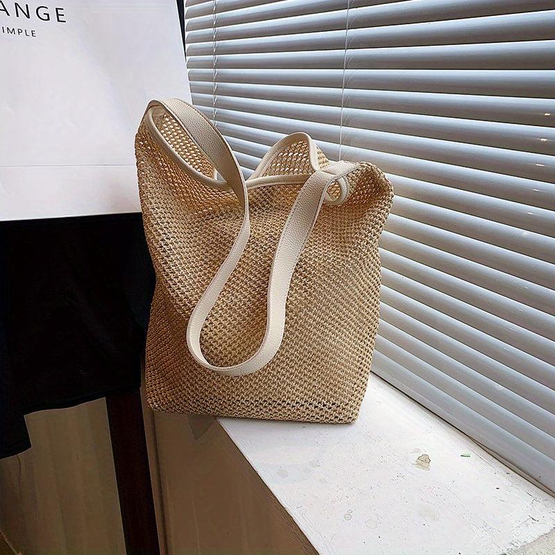 Straw Beach Tote Bag Large Capacity Casual Shoulder Bag