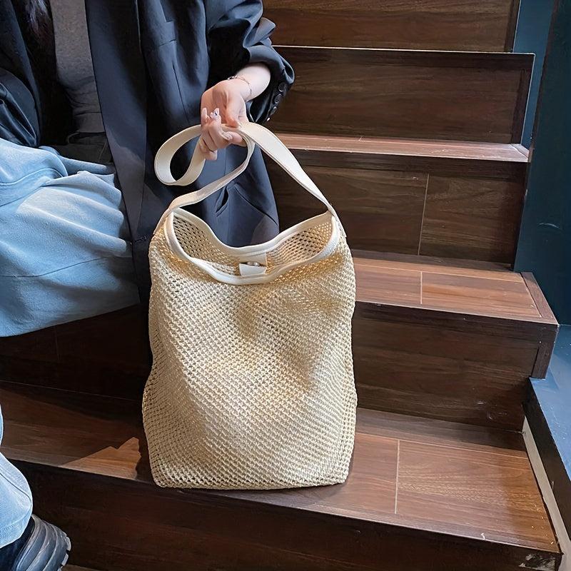 Straw Beach Tote Bag Large Capacity Casual Shoulder Bag