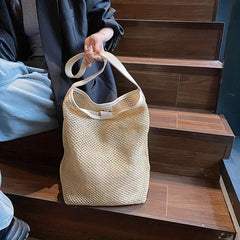 Straw Beach Tote Bag Large Capacity Casual Shoulder Bag